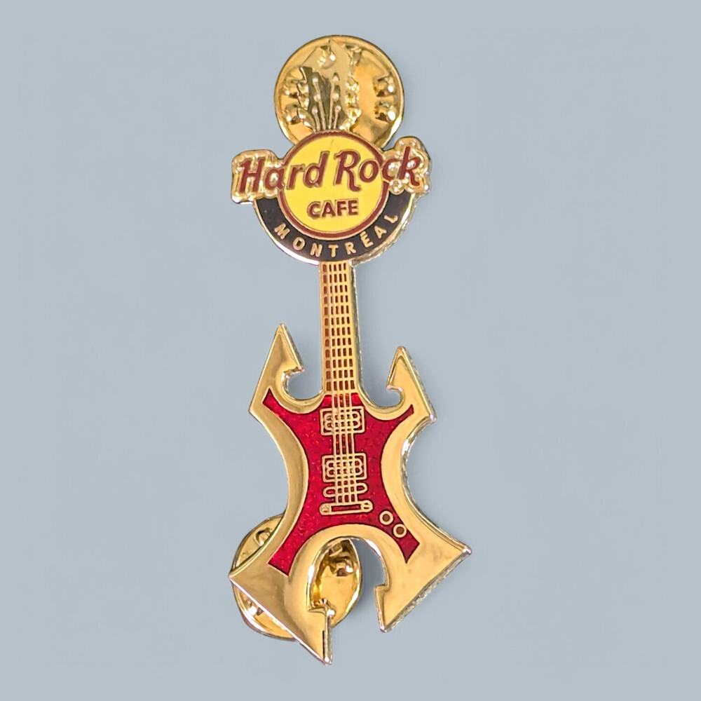 Hard Rock Pin 2006 Montreal Metallic Red And Gold Rock & Roll Guitar